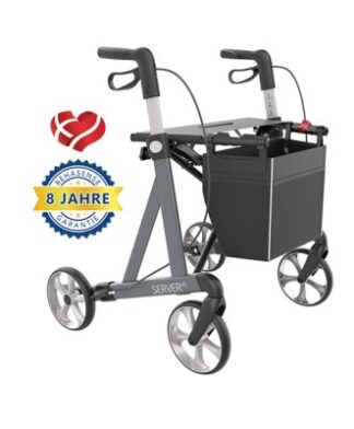 Rollator SERVER HD Standard mit Stockhalter und Tasche anthrazit SH 62 cm