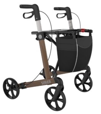 Rollator SERVER Komfort Softräder, mit Stockhalter und Tasche Farbe: champagner SH M/55 cm