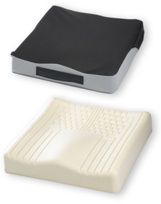 Sitzkissen Kalli Form 40 - 120 kg mit Pharmatex PU-Bezug, grau-schwarz 40 x 40 cm