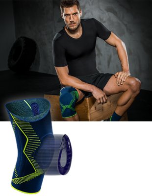 Kniebandage Genumedi E+motion 3.0 extraweit schwarz-gelb Gr. III