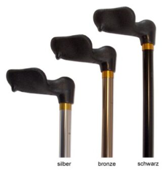 Leichtmetall-Krankenstock, anatomisch, Druckknopfverstellung Farbe: silber rechts